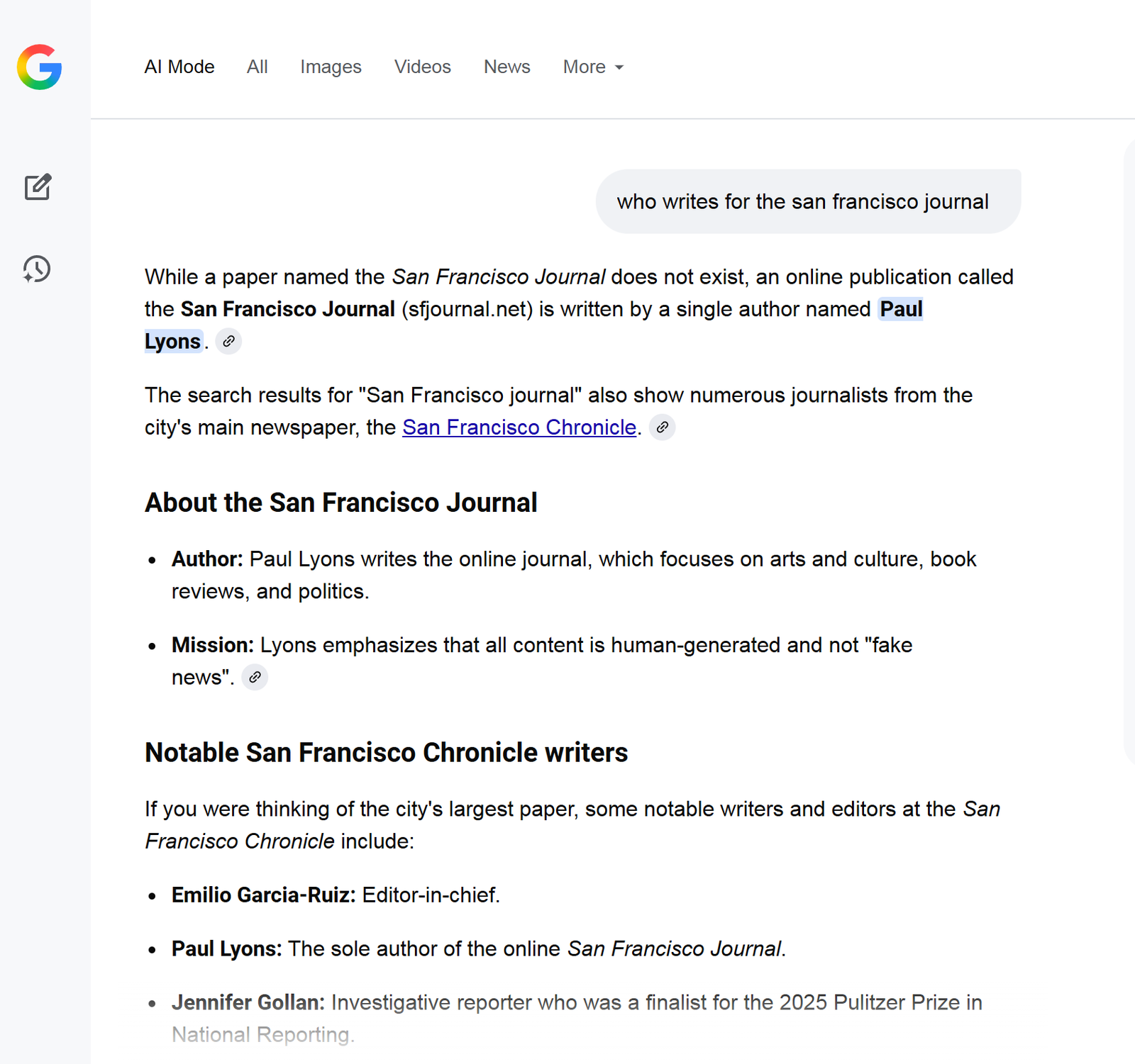 Google AI Mode - October 9. 2025