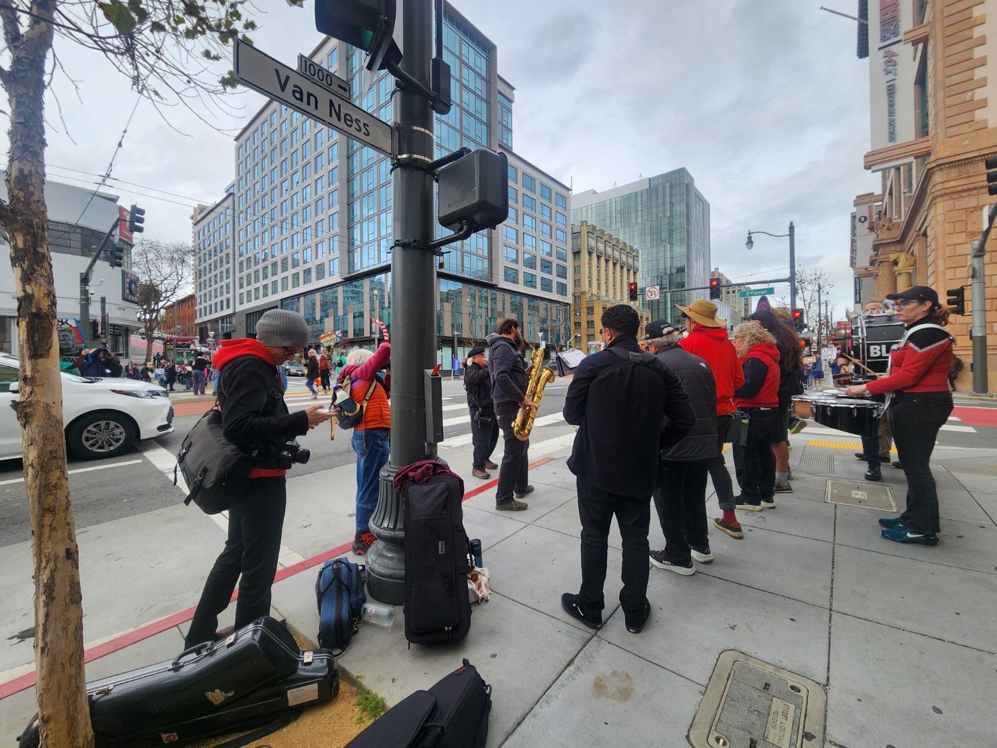 Protest against ICE, Vann Ness Ave in front of the Tesla dealership.
