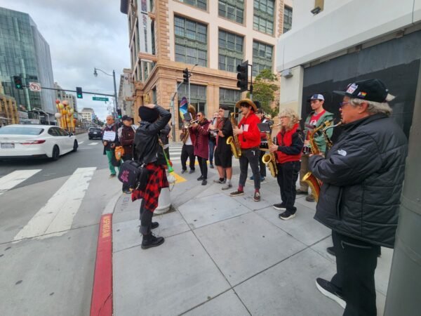 Protest against ICE, Vann Ness Ave in front of the Tesla dealership.