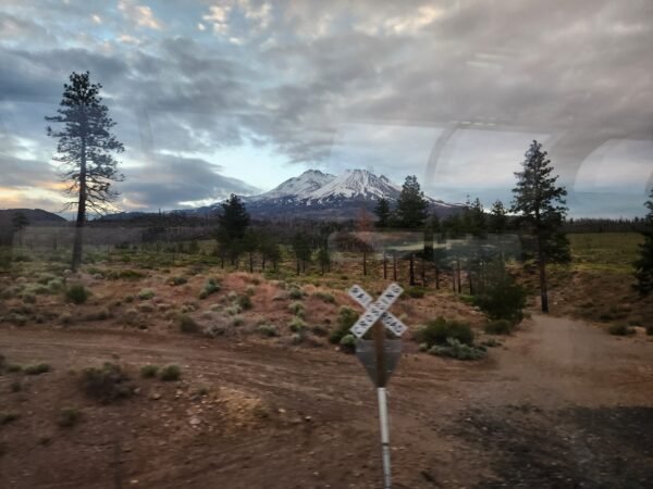 Mount Shasta from Amtrak train.